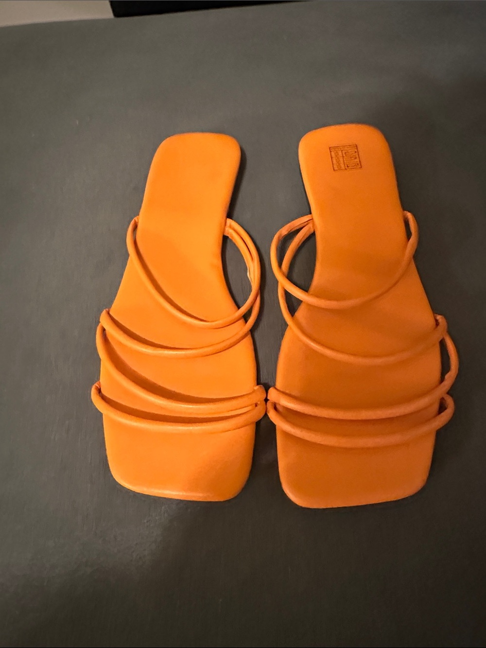 SHEIN Orange Multi-Strap Square Toe Slide Sandals